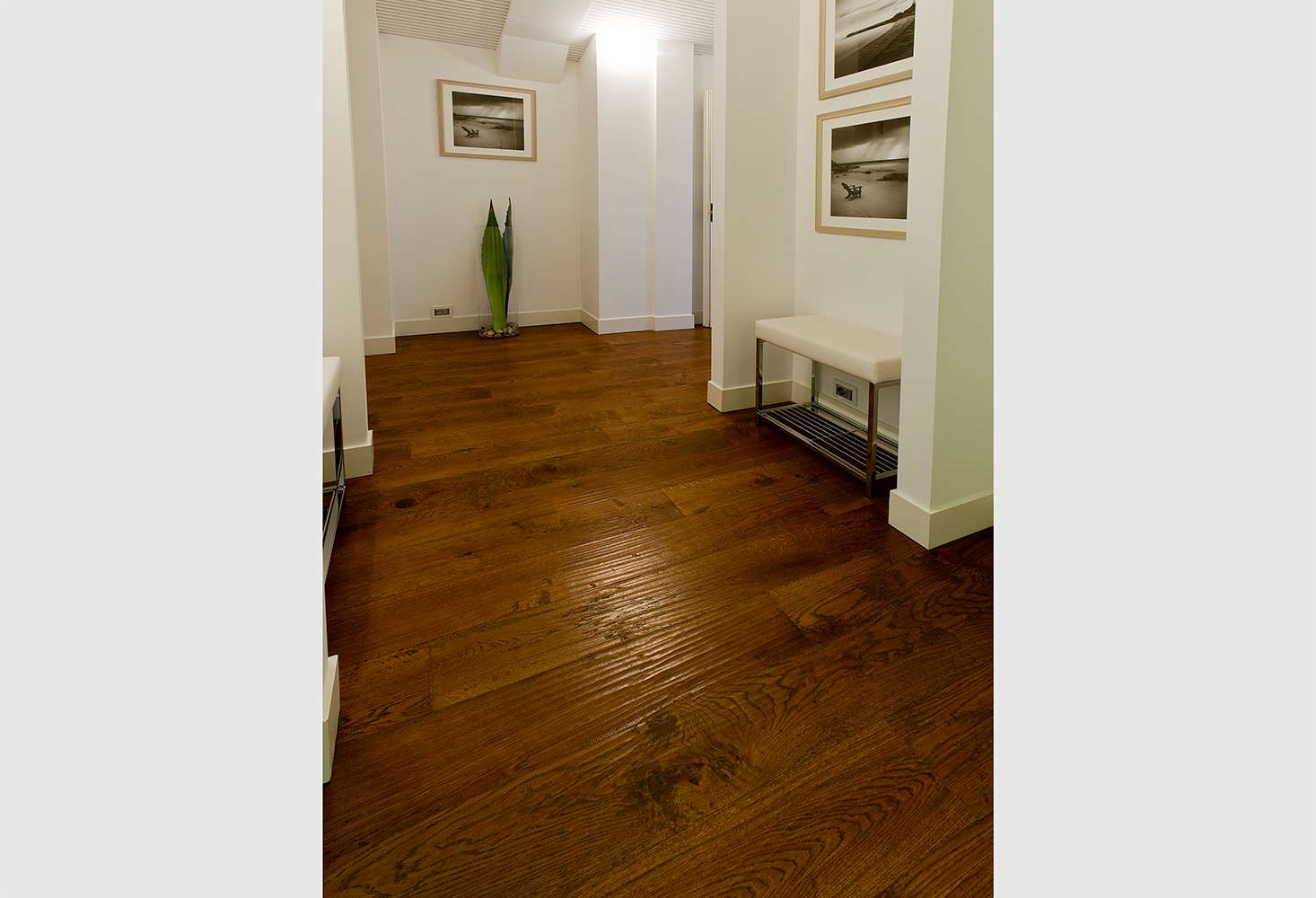 parquet Millennium, European Oak Rusticone, hand planed stained varnished