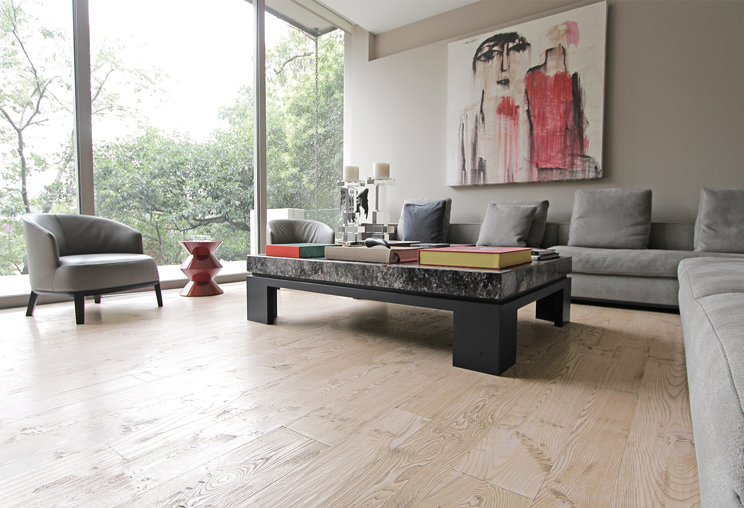 parquet Nuovo Millennium, European Chestnut Rustic, hand planed stained varnished cenere